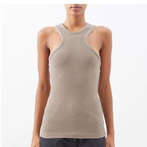 NWT Small AGOLDE Bea Cut-Away Cotton Light Brown Ribbed Tank